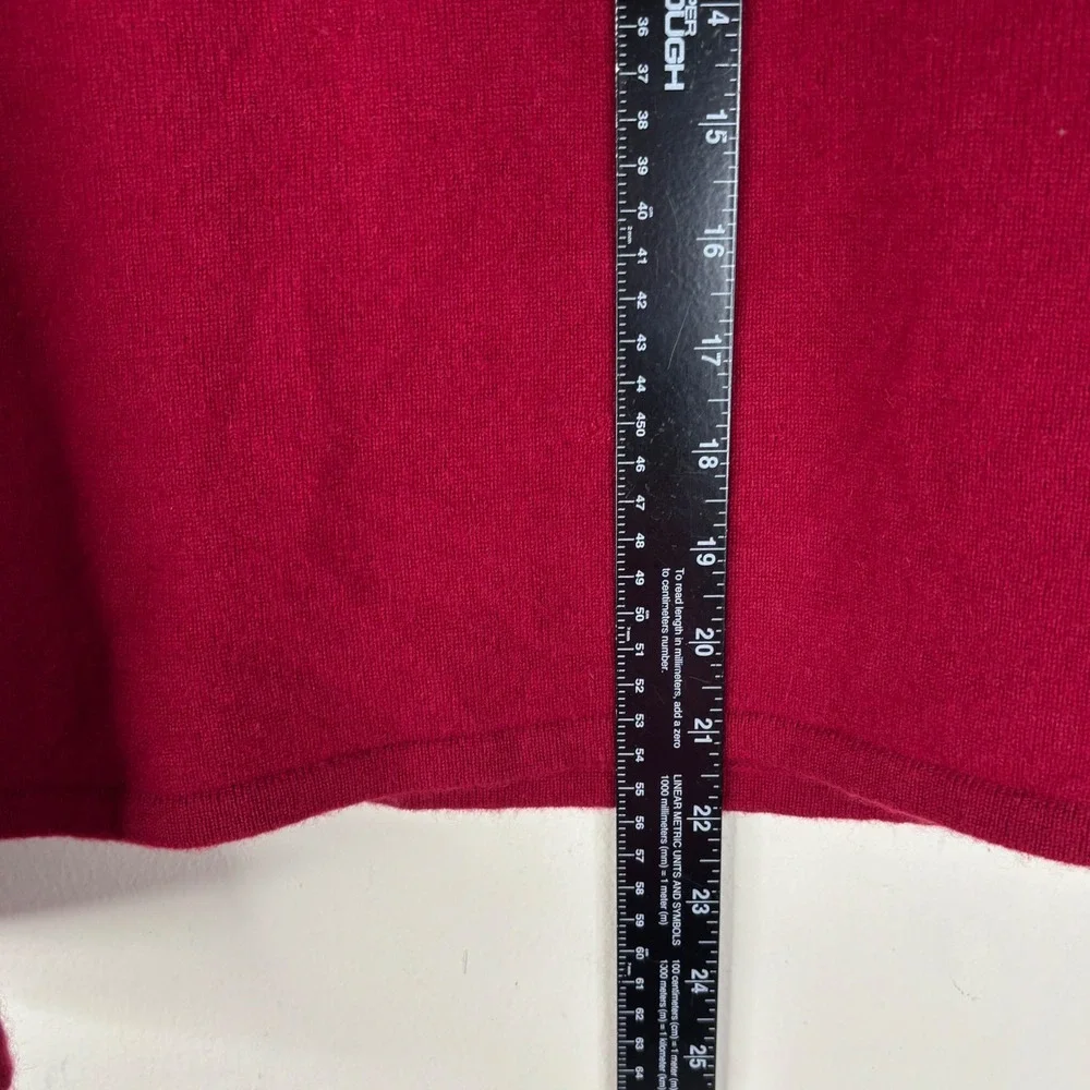 Mainbocher Sweater Womens L Red 100% Cashmere V-Neck Long Sleeve Knit Pullover
